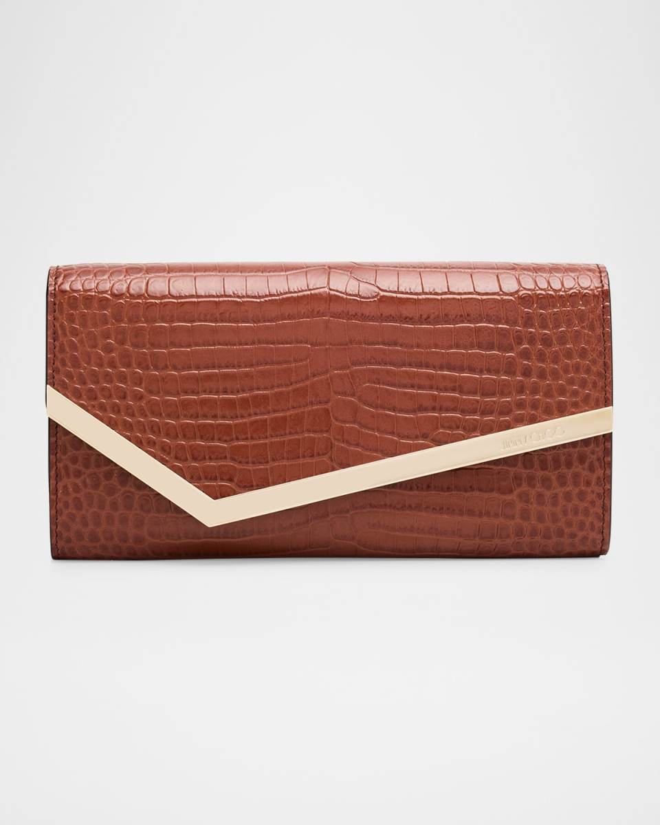 Emmie Embossed Leather Clutch Bag